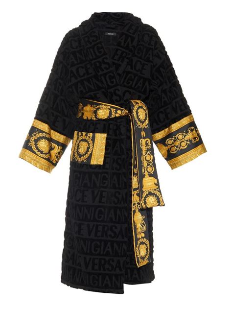 black versace dressing robe|Versace black and gold robe.